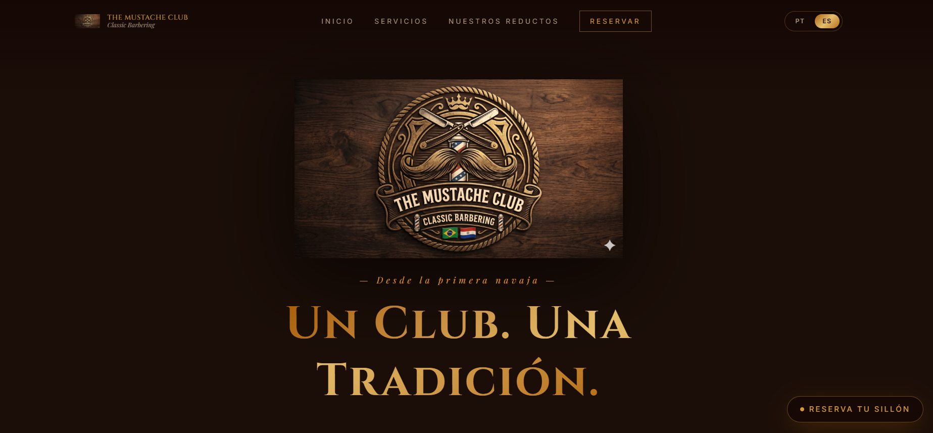 Página inicial com logotipo e hero “Un Club. Una Tradición.”